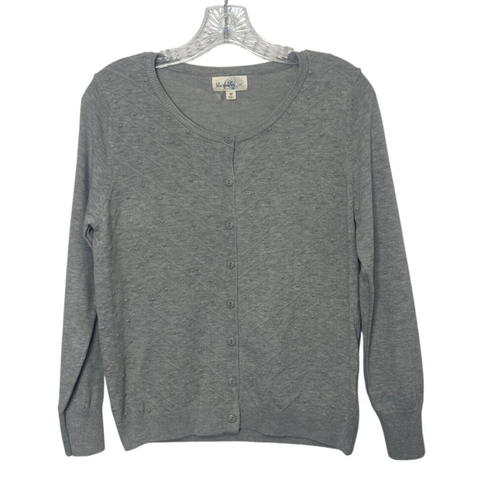 Blu Dahlia Cardigan Sweater Womens Medium Gray New WOT Button Front